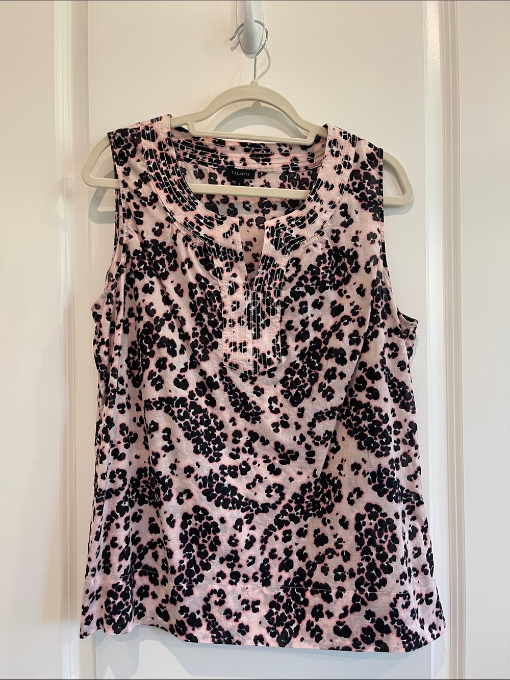Talbots Pink and Black Leopard-Print Sleeveless Tank